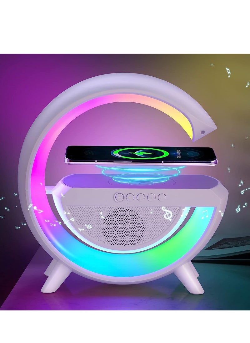Playx Square - Portable Multifunctional Bluetooth Speaker LED Night Lights,FM Radio Speaker,Table Lamps,15w Wireless Fast Charger,RGB LED Desk Lamp,Alarm Clock,Colour Changing Party Light,Bedside Lamp,Mood light - Image 1