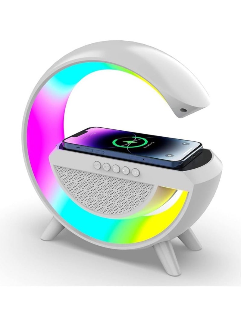 Playx Square - Portable Multifunctional Bluetooth Speaker LED Night Lights,FM Radio Speaker,Table Lamps,15w Wireless Fast Charger,RGB LED Desk Lamp,Alarm Clock,Colour Changing Party Light,Bedside Lamp,Mood light - Image 1