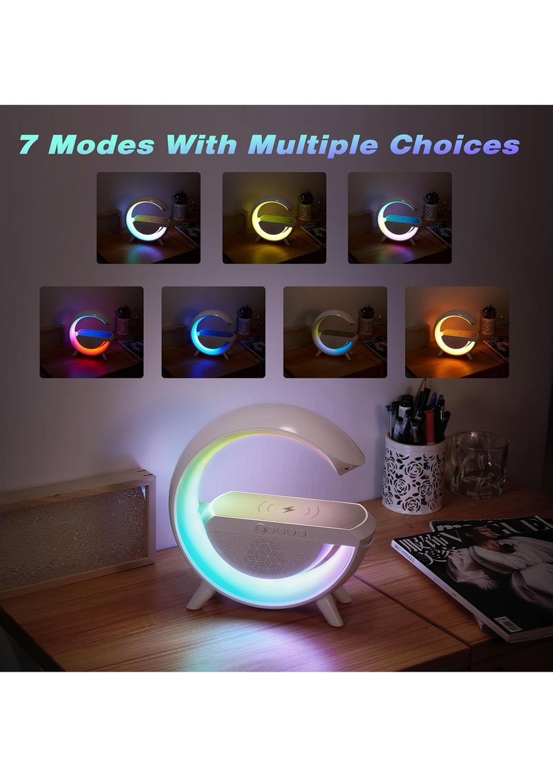 Playx Square - Portable Multifunctional Bluetooth Speaker LED Night Lights,FM Radio Speaker,Table Lamps,15w Wireless Fast Charger,RGB LED Desk Lamp,Alarm Clock,Colour Changing Party Light,Bedside Lamp,Mood light - Image 1