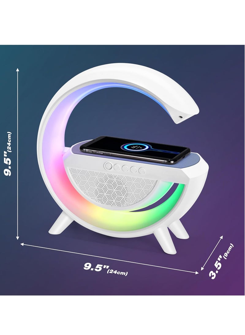 Playx Square - Portable Multifunctional Bluetooth Speaker LED Night Lights,FM Radio Speaker,Table Lamps,15w Wireless Fast Charger,RGB LED Desk Lamp,Alarm Clock,Colour Changing Party Light,Bedside Lamp,Mood light - Image 1