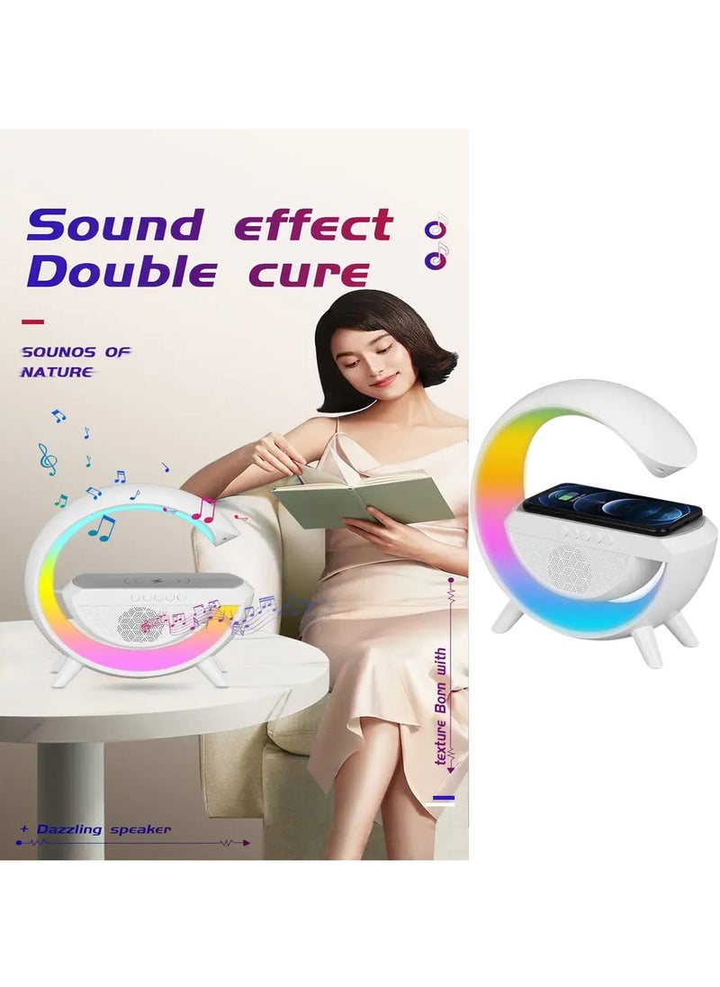 Playx Square - Portable Multifunctional Bluetooth Speaker LED Night Lights,FM Radio Speaker,Table Lamps,15w Wireless Fast Charger,RGB LED Desk Lamp,Alarm Clock,Colour Changing Party Light,Bedside Lamp,Mood light - Image 1