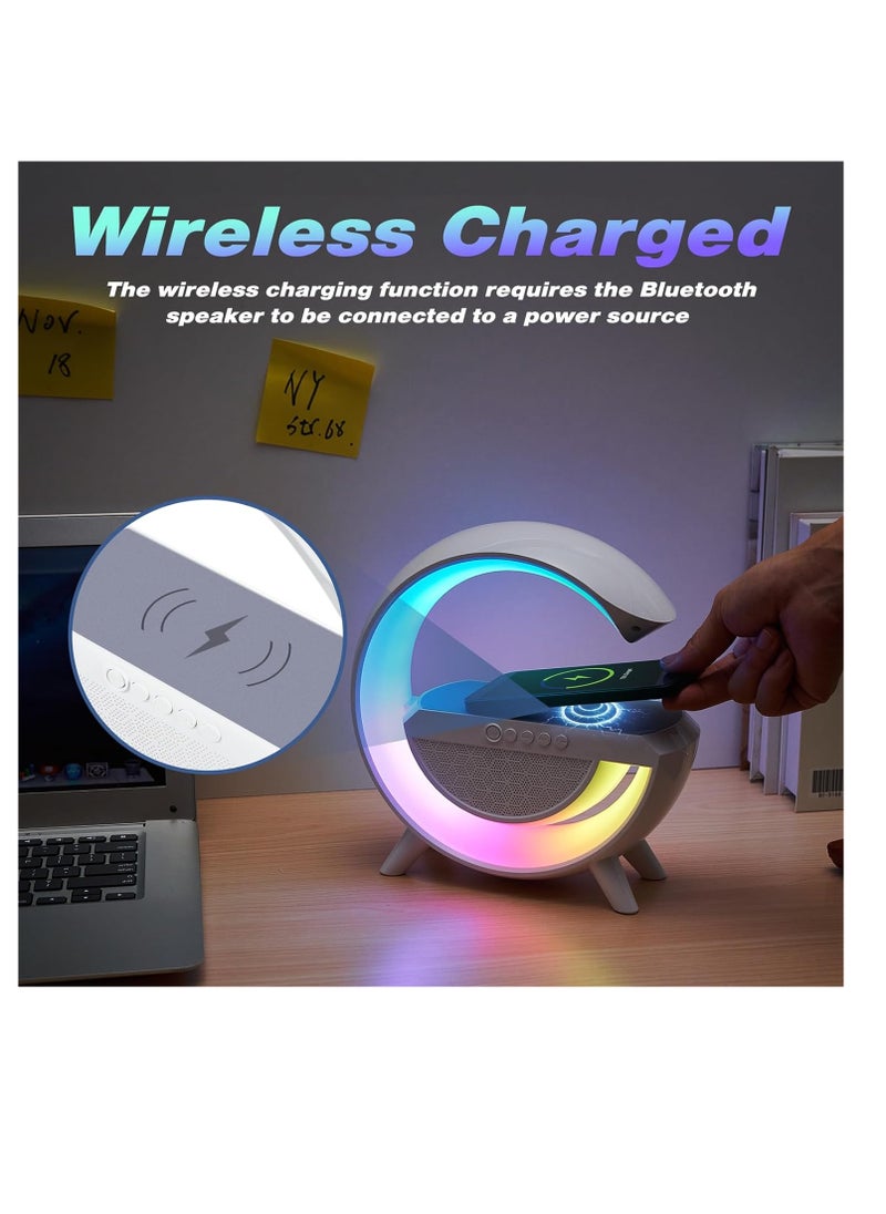 Playx Square - Portable Multifunctional Bluetooth Speaker LED Night Lights,FM Radio Speaker,Table Lamps,15w Wireless Fast Charger,RGB LED Desk Lamp,Alarm Clock,Colour Changing Party Light,Bedside Lamp,Mood light - Image 1