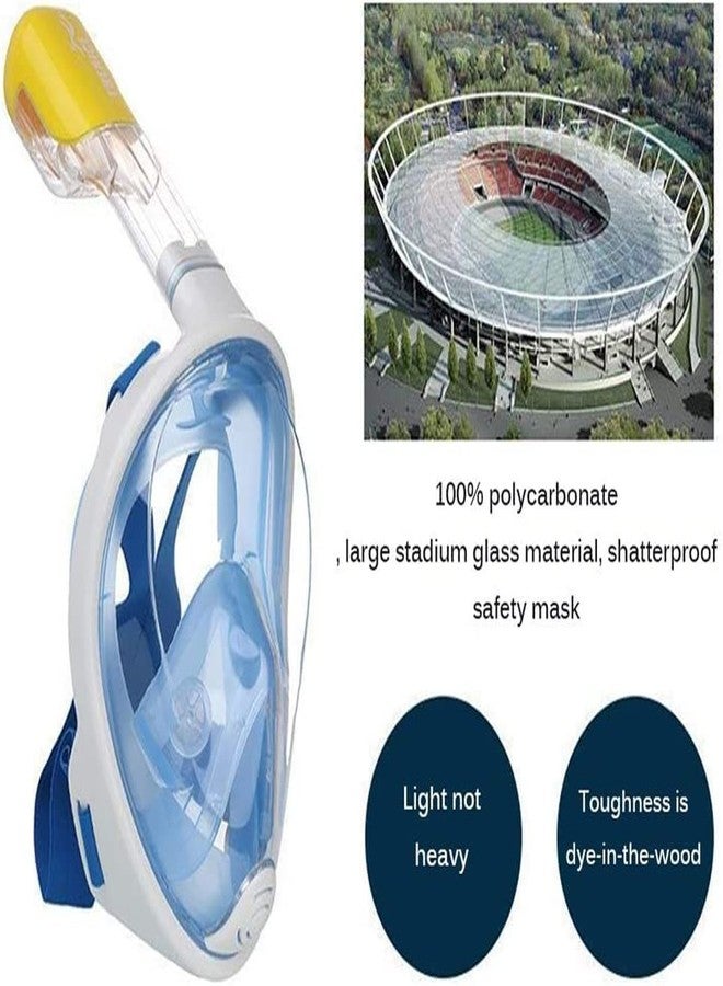 Olpad قناع غوص Olpad l، بزاوية 180 درجة، قناع وجه كامل، طقم أنبوب تنفس، نظارات غوص، مضاد للضباب والتسرب، سهل التنفس مع حامل كاميرا، للسباحة والغوص، للبالغين والأطفال (أزرق L/XL) - Image 2