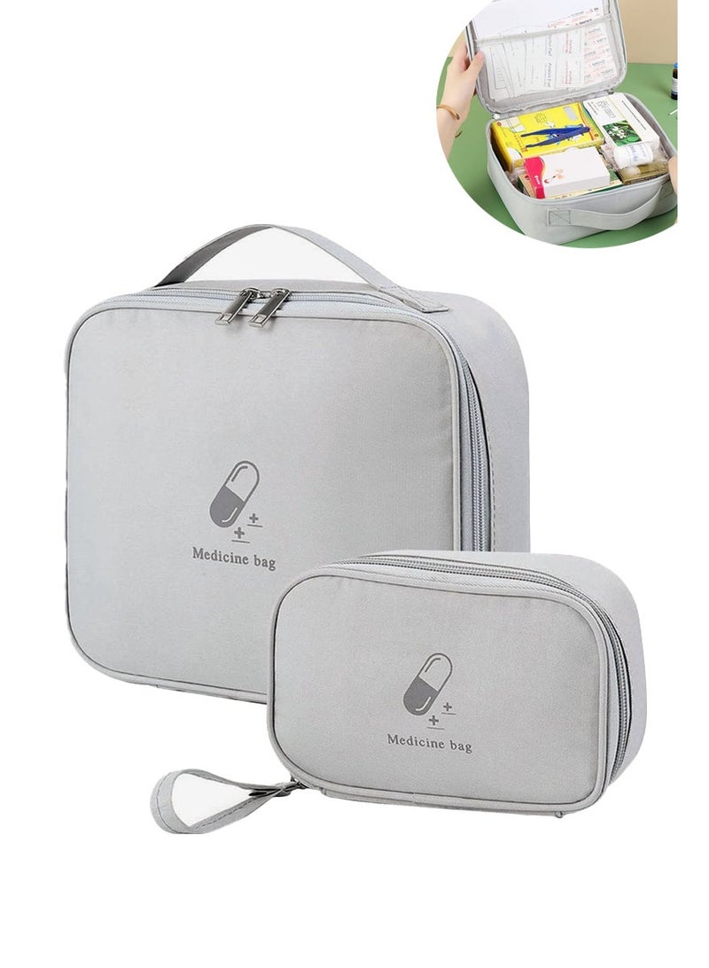 حقائب الإسعافات الأولية الفارغة، حقيبة طبية للسفر، منظم اللوازم الطبية، حقائب طبية محمولة للسفر، السيارة، المنزل، التخييم، المكتب، المشي لمسافات طويلة، في الهواء الطلق، رمادي - Image 1