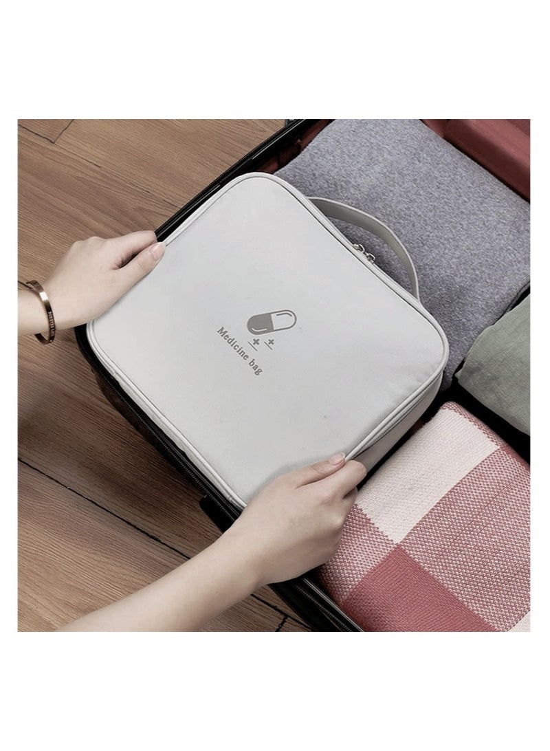 حقائب الإسعافات الأولية الفارغة، حقيبة طبية للسفر، منظم اللوازم الطبية، حقائب طبية محمولة للسفر، السيارة، المنزل، التخييم، المكتب، المشي لمسافات طويلة، في الهواء الطلق، رمادي - Image 3