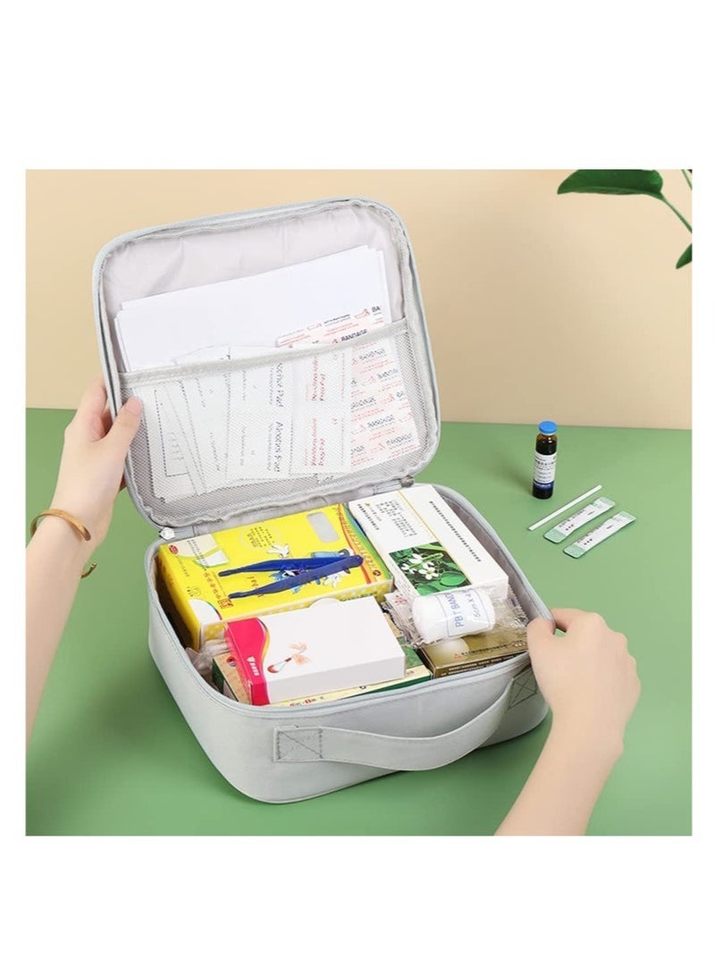 حقائب الإسعافات الأولية الفارغة، حقيبة طبية للسفر، منظم اللوازم الطبية، حقائب طبية محمولة للسفر، السيارة، المنزل، التخييم، المكتب، المشي لمسافات طويلة، في الهواء الطلق، رمادي - Image 4