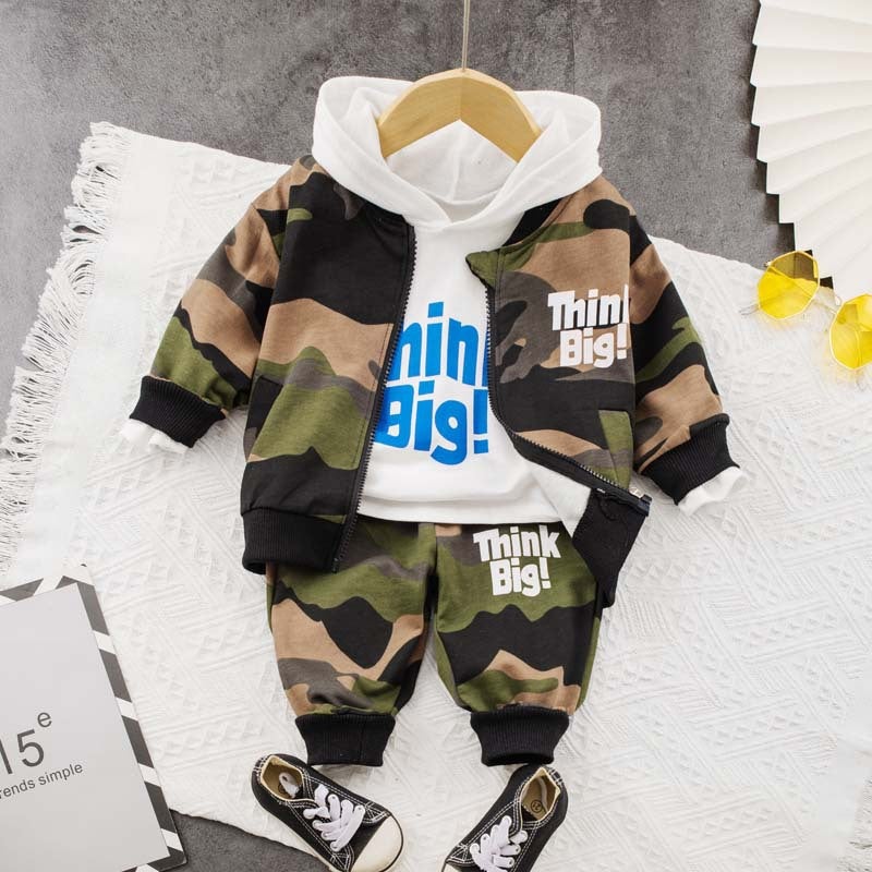 Children'S Clothing New Boys' Infant Baby Children'S Suit Leisure Sports Long Sleeve Suit Three-Piece Suit - Image 3