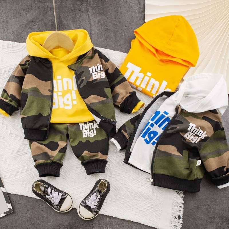 Children'S Clothing New Boys' Infant Baby Children'S Suit Leisure Sports Long Sleeve Suit Three-Piece Suit - Image 2