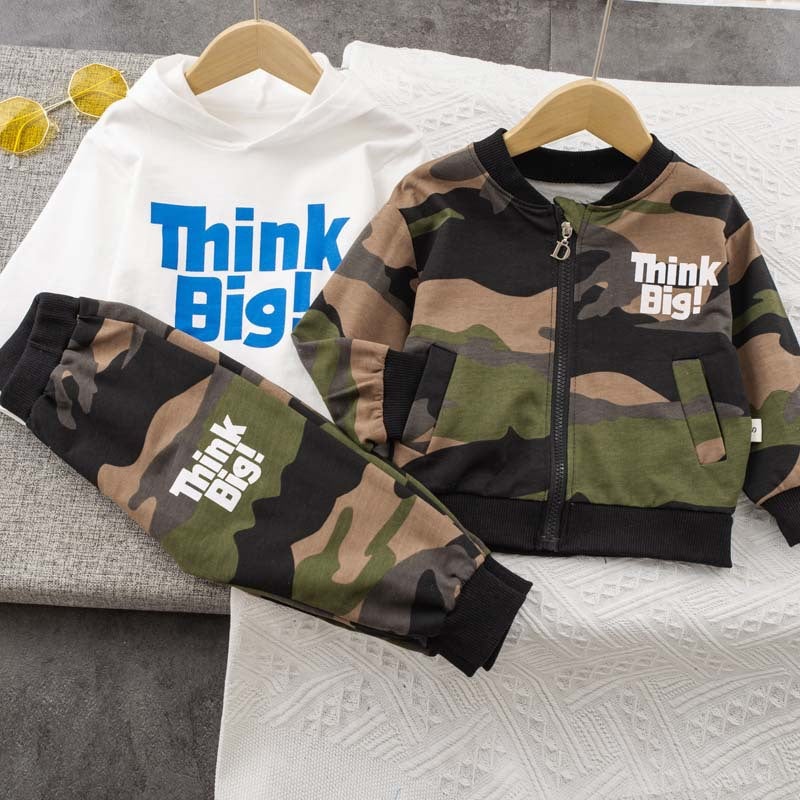 Children'S Clothing New Boys' Infant Baby Children'S Suit Leisure Sports Long Sleeve Suit Three-Piece Suit - Image 5