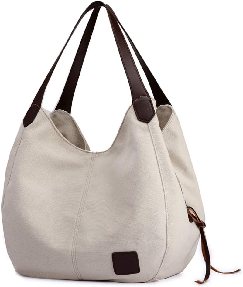 DOURR Store Women's Multi-pocket Shoulder Bag Fashion Cotton Canvas Handbag Tote Purse - Image 1