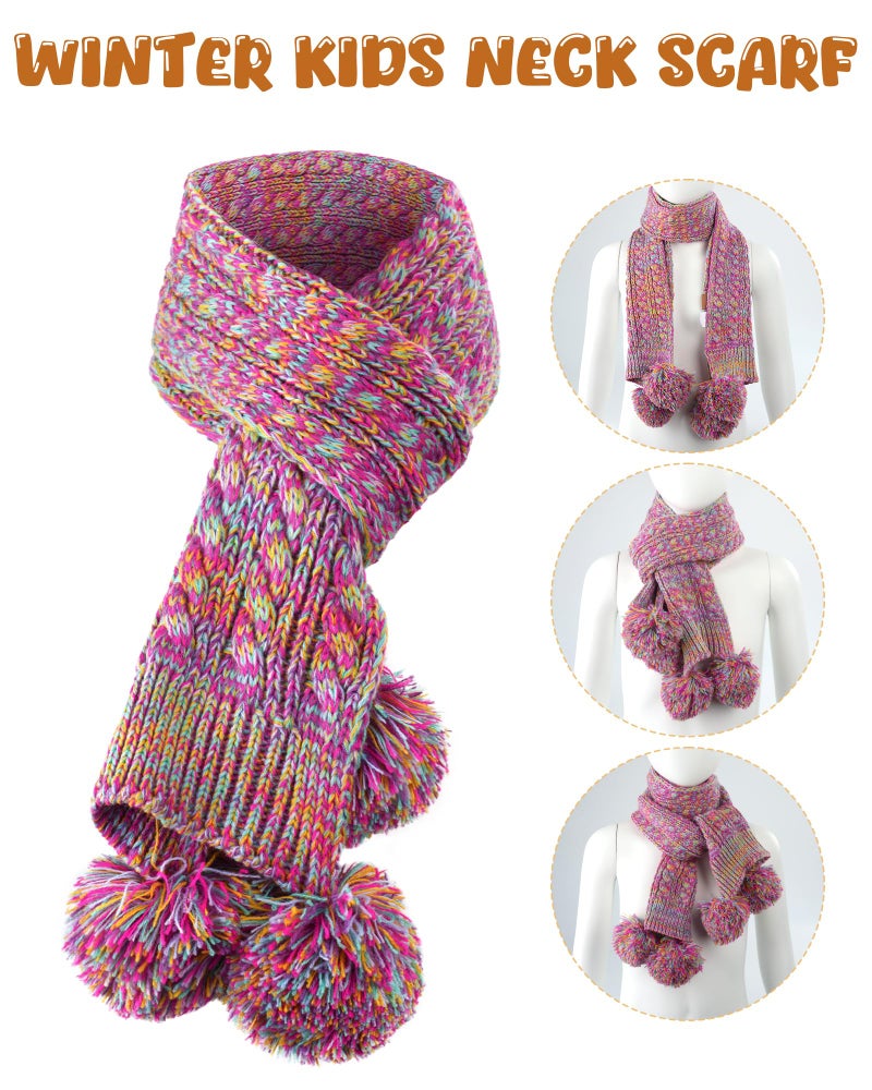 HONGTEYA Kids Winter Hat Scarf Gloves Set Children's Warm Knit Fleece Lined (Rainbow 2, 3-8 Years) - Image 5