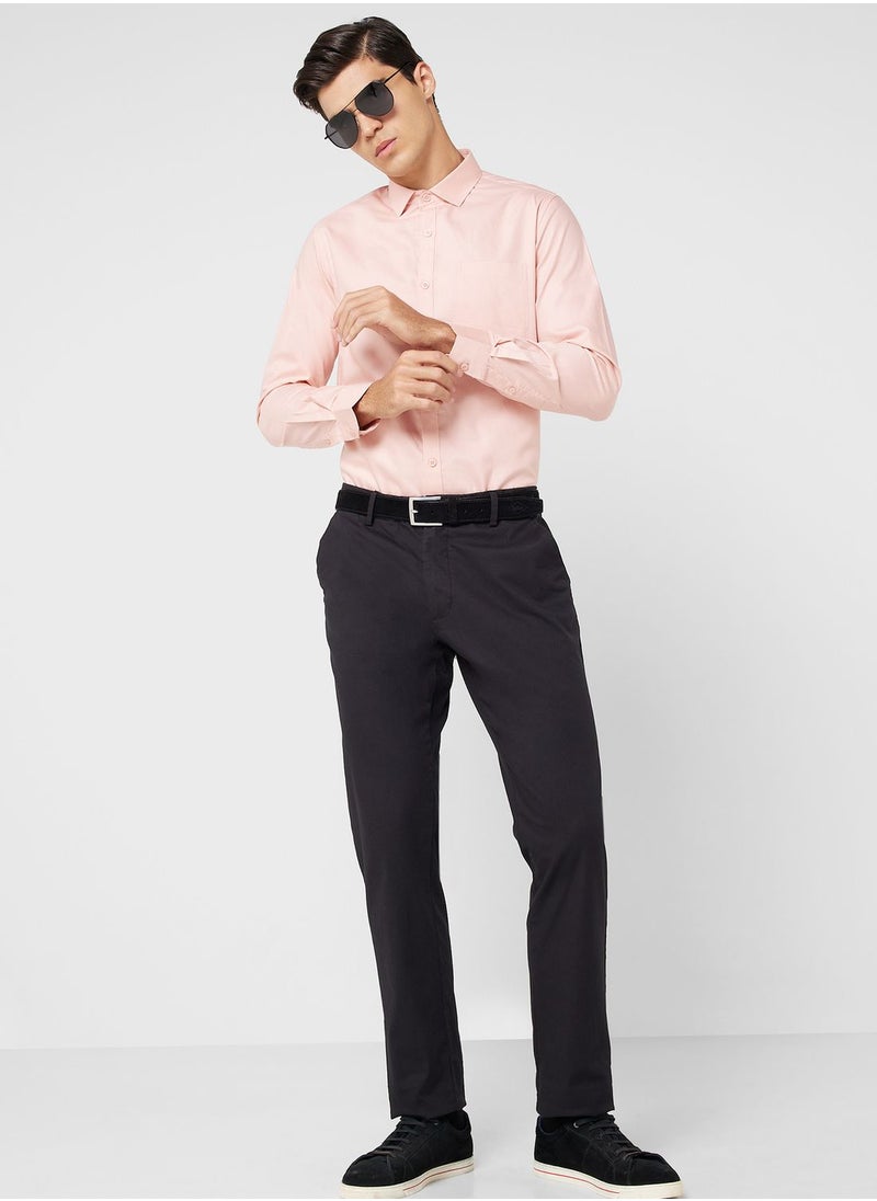 Robert Wood - Pure Cotton Formal Shirt With Full Sleeve & Semi Cutaway Collar - Image 1