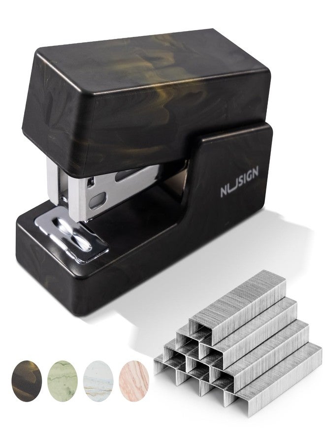 NUSIGN Mini Stapler with 830 Staples, Small Cute Desk Staplers, 25 Sheet Capacity, Fluid Black - Image 1