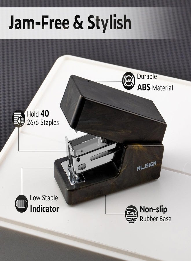 NUSIGN Mini Stapler with 830 Staples, Small Cute Desk Staplers, 25 Sheet Capacity, Fluid Black - Image 4