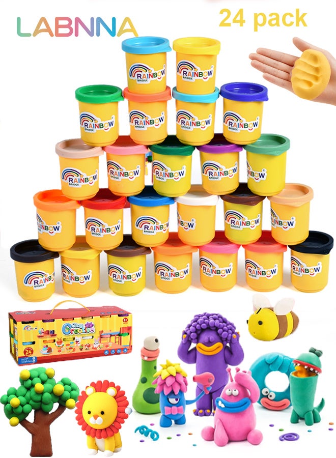 LABNNA 24 Pack Play-Dough Modeling Compound Toys Handmade Plasticine Children's Toys Non-toxic 50g Cans,Kids Arts Crafts Preschool Toys - Image 1