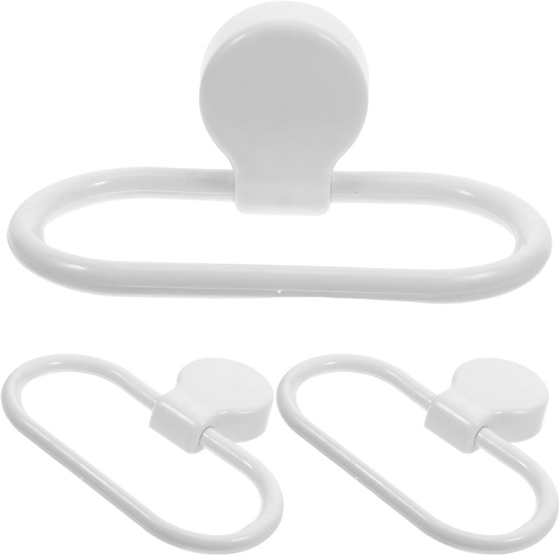 3pcs Self Adhesive Bathroom Towel Ring Holder Set, Plastic Rust-Resistant Wall-Mounted Hand Towel Rack for Kitchen and Bathroom Use - Image 1