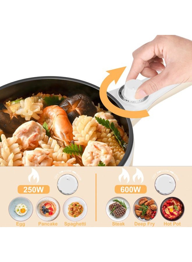 Dezin - Electric Hot Pot with Upgraded Steamer, Nonstick Pan, Electric Fast Noodle Pot, 1.5L Mini Pot for Steak, Egg, Fried Rice, Ramen, Oatmeal, Soup with Setting - Image 5