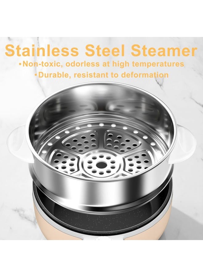 Dezin - Electric Hot Pot with Upgraded Steamer, Nonstick Pan, Electric Fast Noodle Pot, 1.5L Mini Pot for Steak, Egg, Fried Rice, Ramen, Oatmeal, Soup with Setting - Image 3