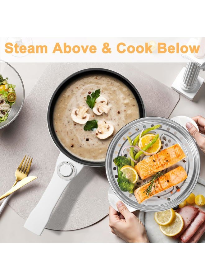 Dezin - Electric Hot Pot with Upgraded Steamer, Nonstick Pan, Electric Fast Noodle Pot, 1.5L Mini Pot for Steak, Egg, Fried Rice, Ramen, Oatmeal, Soup with Setting - Image 4