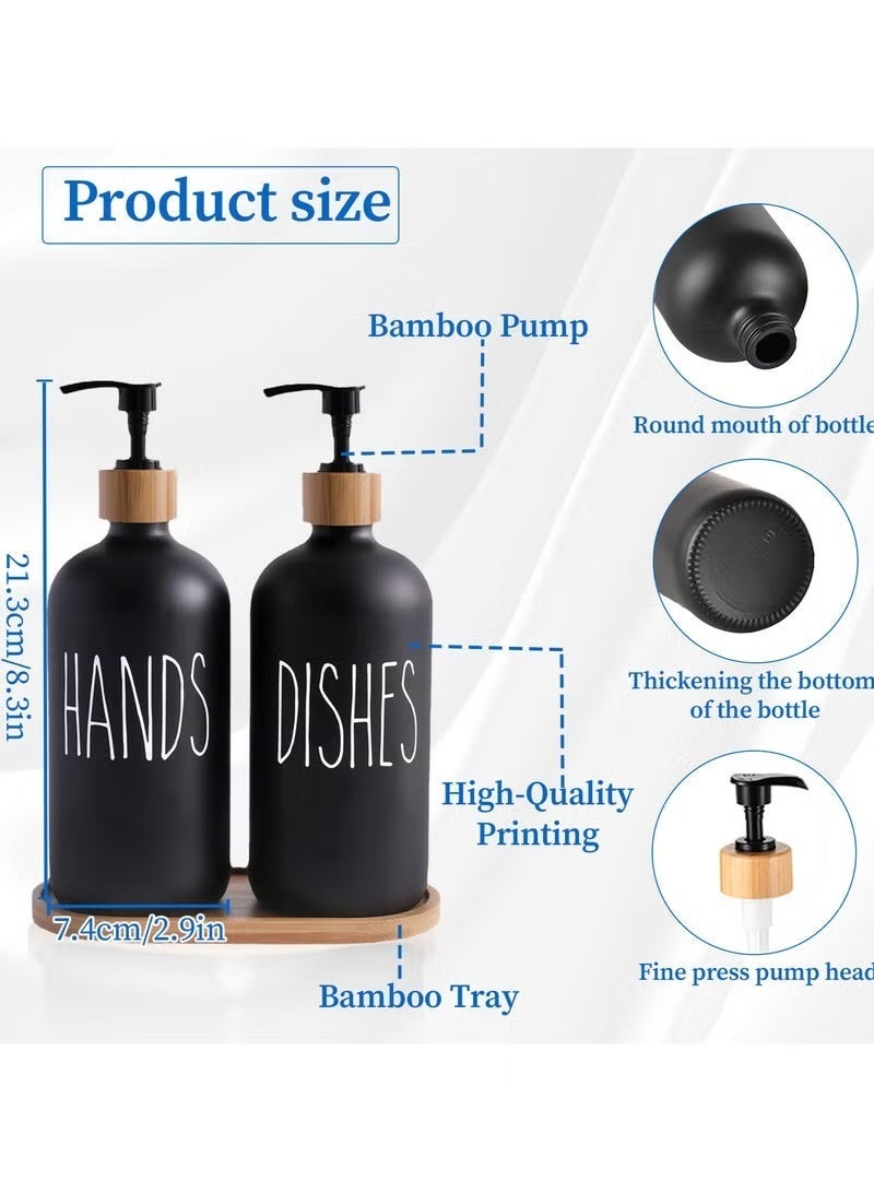 مجموعة مكونة من 2 موزع صابون لليدين والأطباق لموزع زجاجات الحمام والمطبخ مع صابون الأطباق وصابون اليد - Image 2