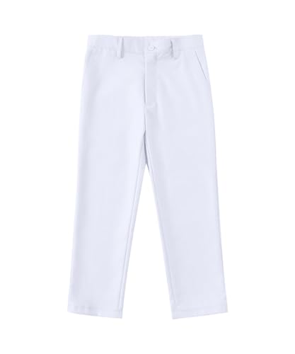 Visaccy White Suit for Boys All White Tuxedo Outfit Dress Pants Blazer Vest Size 7 - Image 4