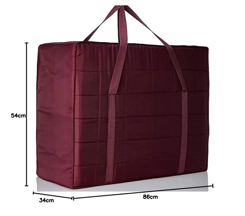 Miracle Moms Quilted Blanket Storage Bag With Zipper Premium Double bed Quilted Blanket Storage Bag Rajai Cover with Zipper Handles Large Capacity Comforter Organizer Maroon - Image 3