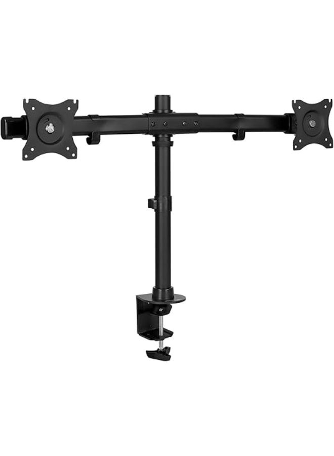 Dual Monitor Stand Arm – Adjustable Mount for 2 PC Screens 17” to 27” – VESA 75/100 Compatible with C Clamp & Grommet Bases - Image 1