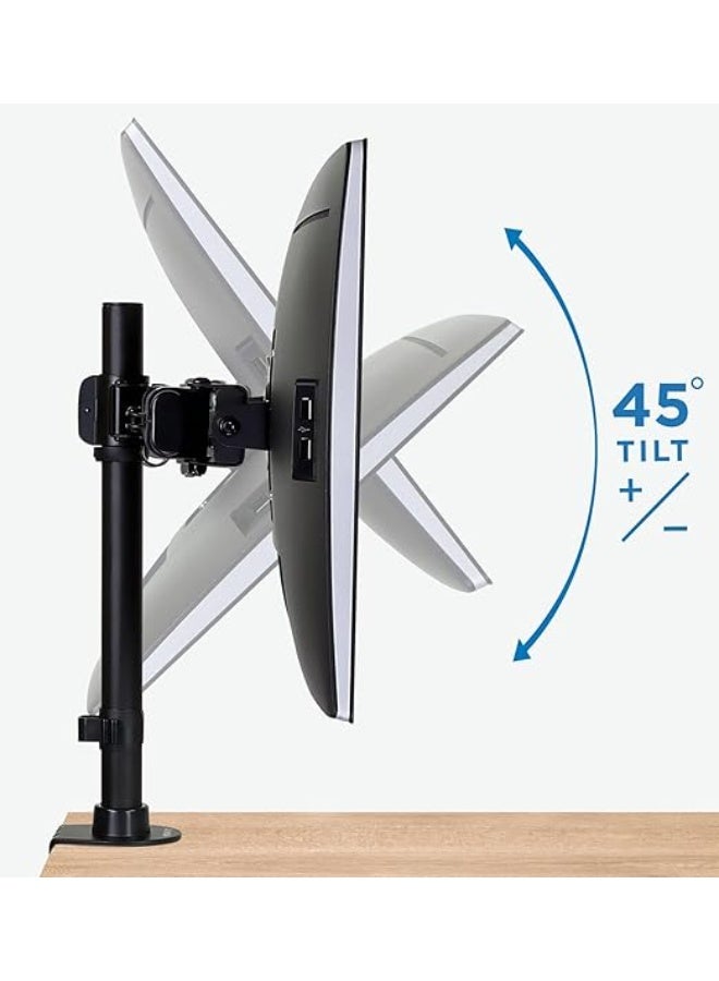 Dual Monitor Stand Arm – Adjustable Mount for 2 PC Screens 17” to 27” – VESA 75/100 Compatible with C Clamp & Grommet Bases - Image 2