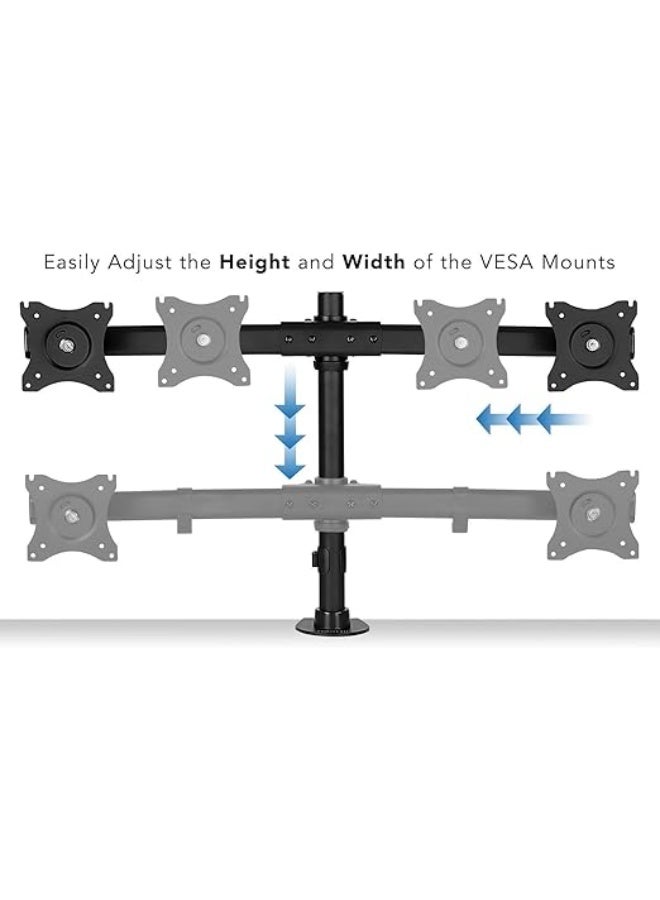 Dual Monitor Stand Arm – Adjustable Mount for 2 PC Screens 17” to 27” – VESA 75/100 Compatible with C Clamp & Grommet Bases - Image 3
