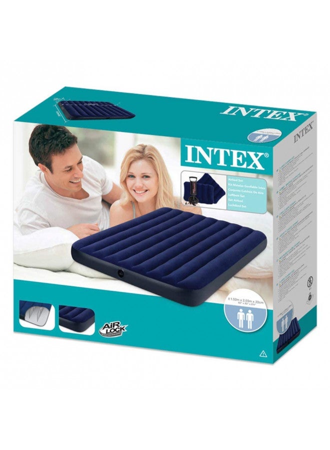 Intex Classic Downy Airbed Set with 2 Pillows and Double Quick Hand Pump, Queen - Image 4
