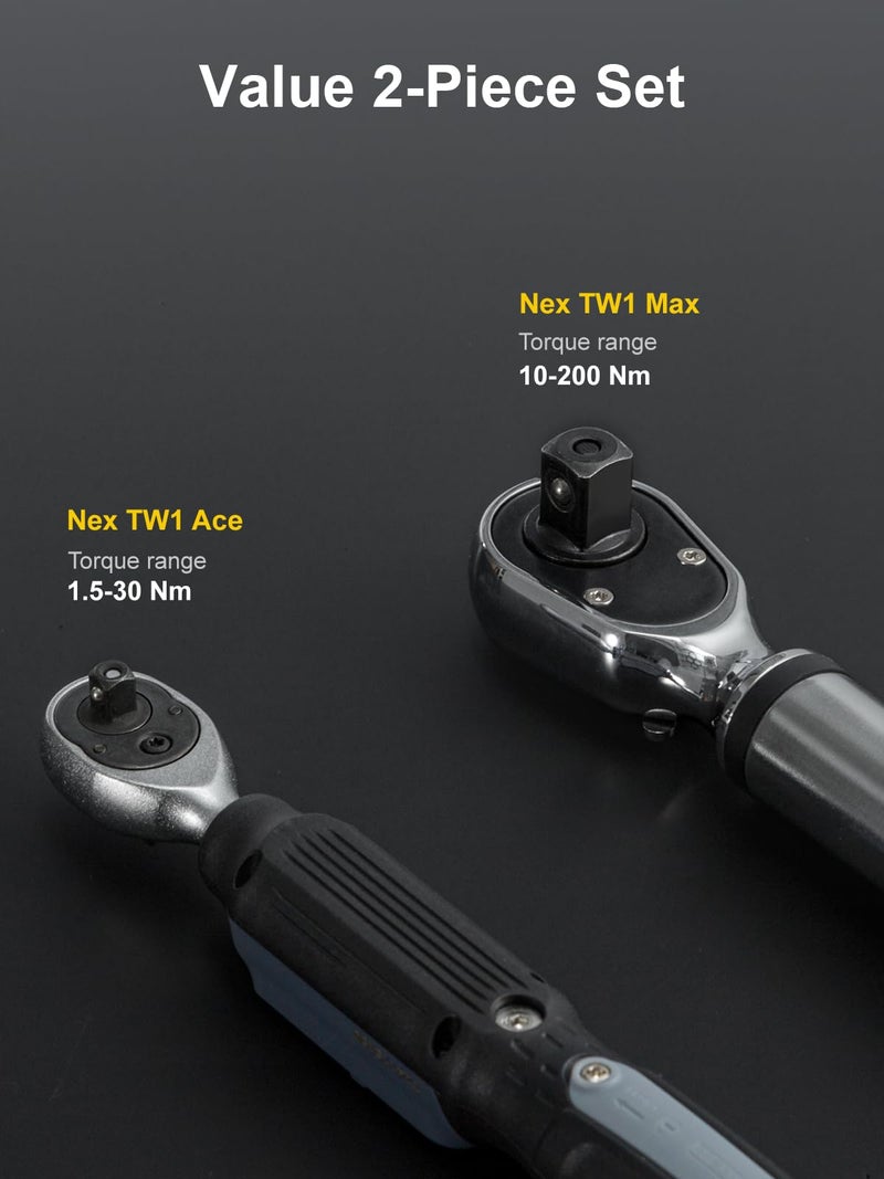 GROWNEER Digital Torque Wrench Set, 1/4" Drive 1.1-22.1 Ft-lbs/1.5-30Nm & 1/2'' Drive 7.38-147.5 Ft-lbs/10-200Nm Electronic Torque Wrench Combo with Buzzer & LED Indicator for Motor Car Repair - Image 5
