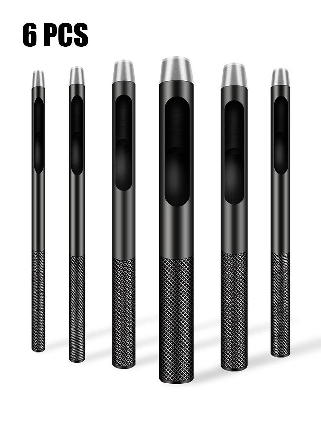 Leather Hole Punch, 6 Pcs Belt Hole Puncher, Industrial grade black punch, hand polished, more sharp and durable for Leather Watch Band, Leather, Gasket Belt etc. Hole Punch(1.5mm-5mm) - Image 1