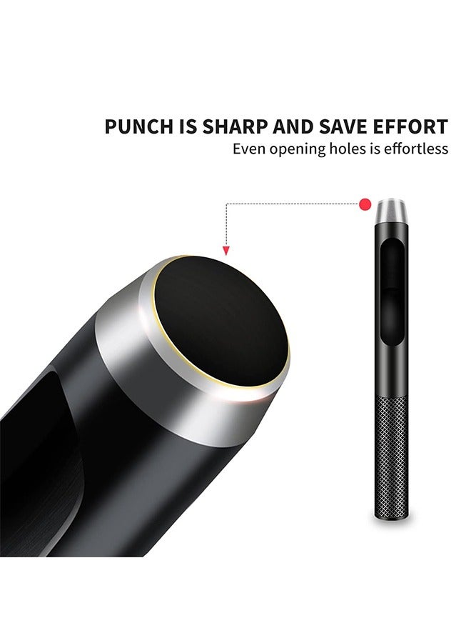 Leather Hole Punch, 6 Pcs Belt Hole Puncher, Industrial grade black punch, hand polished, more sharp and durable for Leather Watch Band, Leather, Gasket Belt etc. Hole Punch(1.5mm-5mm) - Image 4