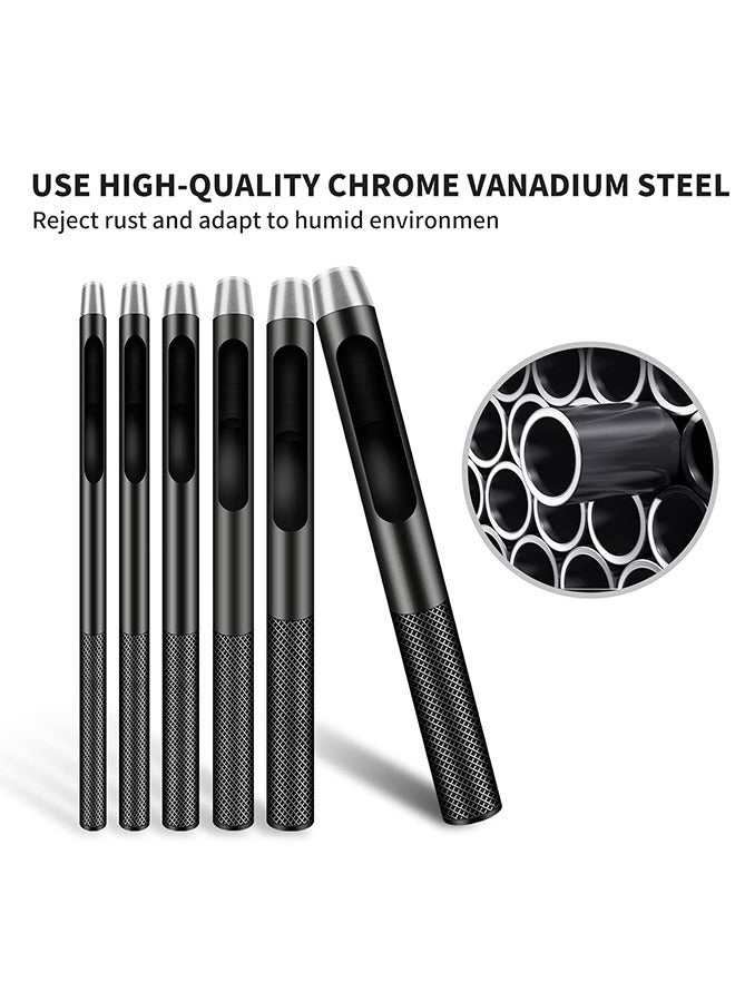 Leather Hole Punch, 6 Pcs Belt Hole Puncher, Industrial grade black punch, hand polished, more sharp and durable for Leather Watch Band, Leather, Gasket Belt etc. Hole Punch(1.5mm-5mm) - Image 3