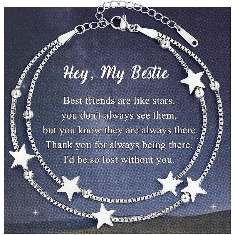 Tarsus Gift for Friend, True Friends Like Stars are Always There, Woman Friendship Gifts Idea, Star Bracelet for Bestie Soul Sister Christmas/Birthday/Mothers Day - Image 1