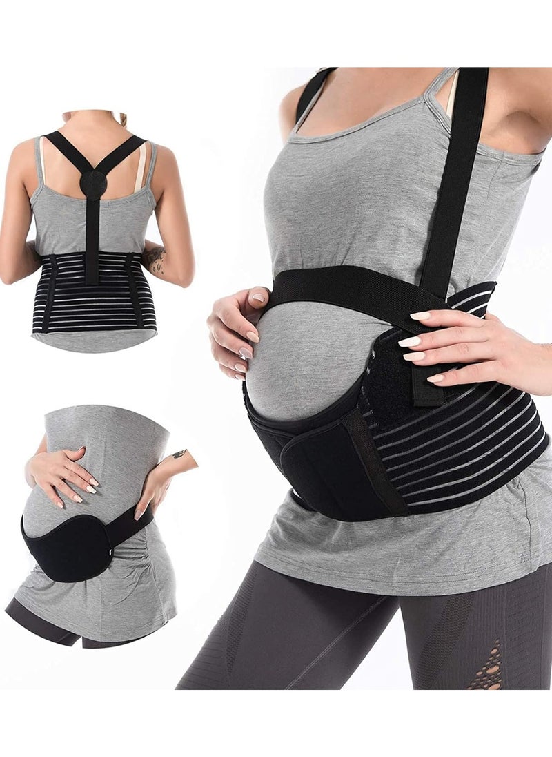 General Maternity belt, Belly Band Support Maternity Belt Pregnancy Belly Band Waist Abdominal Back Belly Band Support Brace Adjustable Breathable Belly Support Care Pregnancy(L), Black, L  - Image 1