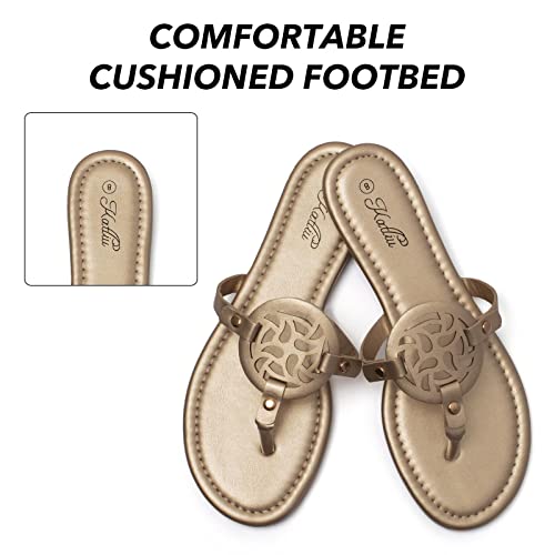 katliu Women's Flat Sandals Flip Flop Sandals Comfortable Dressy Thong Sandals Gold 9 - Image 3