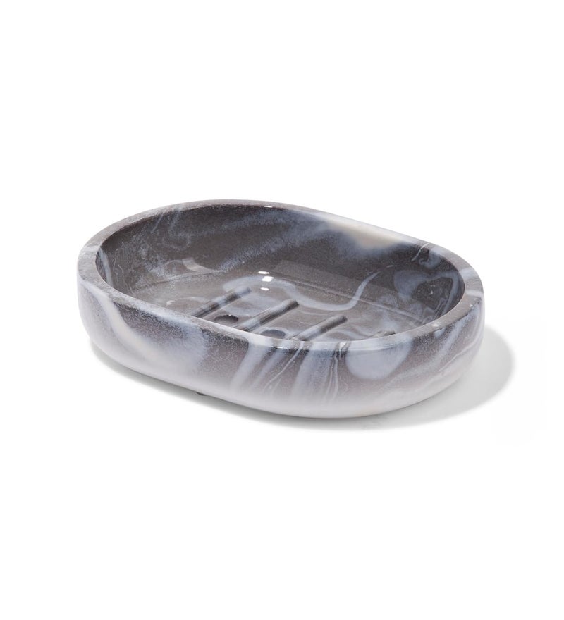 OBSESSIONS Set of 4 Pc Polyresin Bathroom Set Silver - Image 5