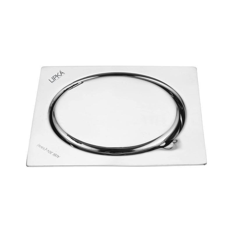 LIPKA Gemini Square Flat Cut Floor Drain 304Grade Stainless Steel 5 x 5 Inches with Cockroach Trap - Image 1