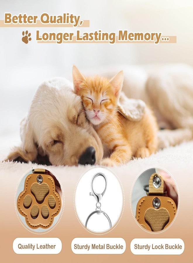 QQM 4PCS Pet Hair Keepsake Keychain, Dog Cat Fur Memory Storage Keyring, Paw Shaped Pet Memorial Key Chain, Leather Key Holder Charm for Purse Bag, Pet Lover Gift Set - Image 2