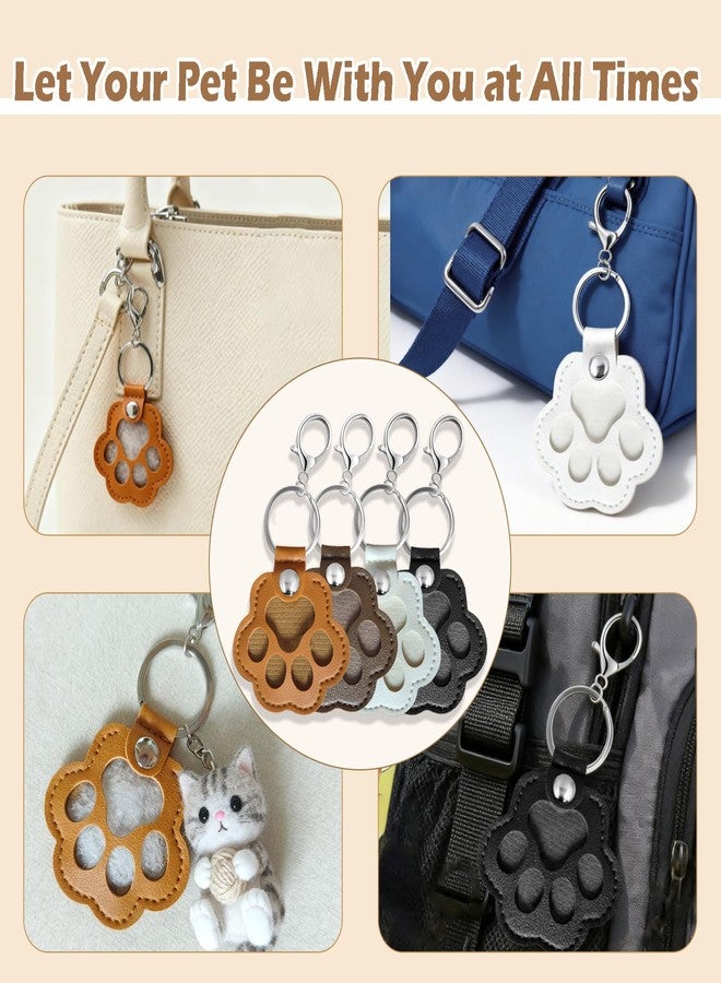 QQM 4PCS Pet Hair Keepsake Keychain, Dog Cat Fur Memory Storage Keyring, Paw Shaped Pet Memorial Key Chain, Leather Key Holder Charm for Purse Bag, Pet Lover Gift Set - Image 4