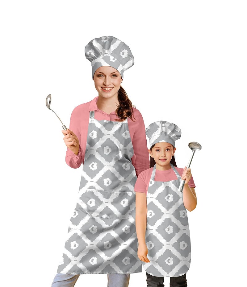 Oasis Home Collection Oasis Home Collection Cotton Printed Parent and Kid Apron with matching Chef Cap 2 Apron 2 Chef Cap - Image 1