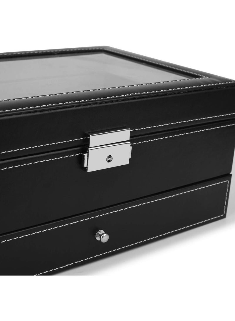 BLOOMING TIME Double-Layer Jewelry Storage Box with Drawer – Watch & Jewelry Display Case - Image 4