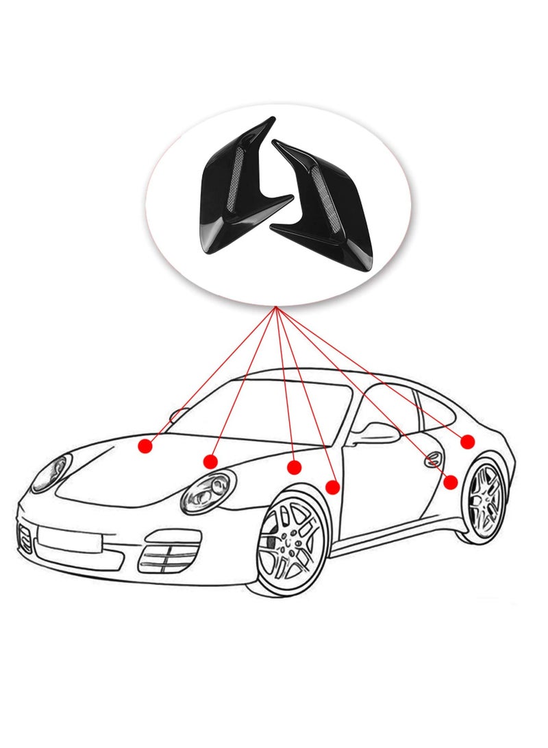 Excefore 2pcs Car Hood Air Flow Vent Sticker Cover Universal DIY Decorative Air Scoop Outlet Flow Intake Hood Vent Bonnet Cover Decor Black - Image 3