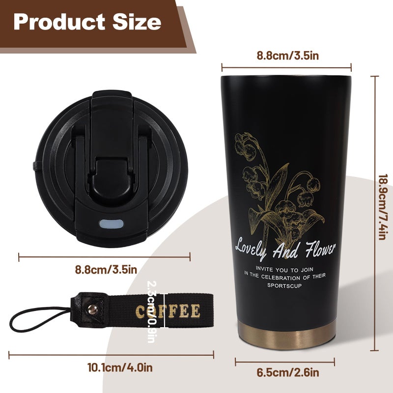 DITOSH Insulated Coffee Tumbler 17.9oz 530ml Travel Coffee Mug 316 Stainless Steel Dual Drink Openings Leakproof Lid Reusable Insulated Coffee Mug Hot and Cold Ideal Travel Mug for Coffee Lover Daily - Image 2