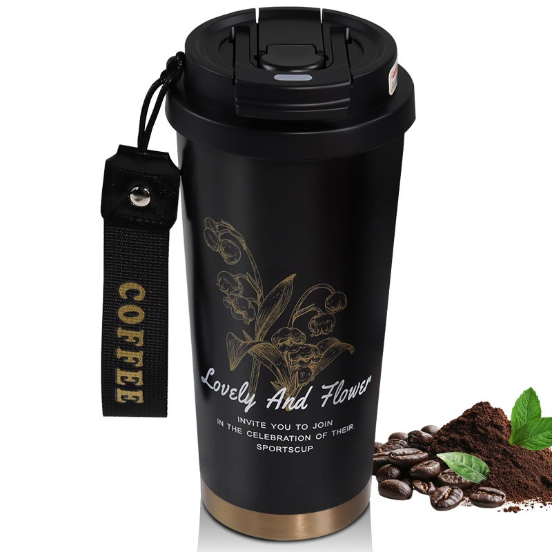 DITOSH Insulated Coffee Tumbler 17.9oz 530ml Travel Coffee Mug 316 Stainless Steel Dual Drink Openings Leakproof Lid Reusable Insulated Coffee Mug Hot and Cold Ideal Travel Mug for Coffee Lover Daily - Image 1