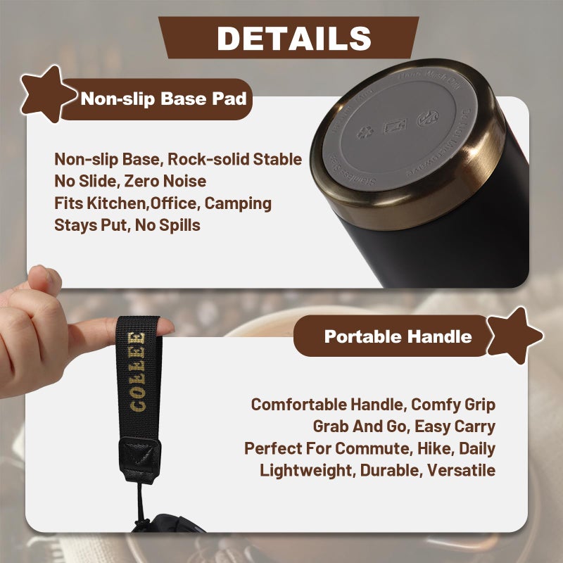 DITOSH Insulated Coffee Tumbler 17.9oz 530ml Travel Coffee Mug 316 Stainless Steel Dual Drink Openings Leakproof Lid Reusable Insulated Coffee Mug Hot and Cold Ideal Travel Mug for Coffee Lover Daily - Image 5