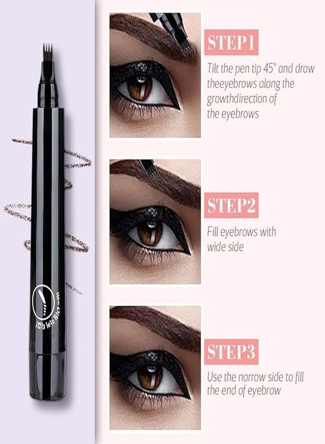RUDSAA Magical Eyebrow Waterproof Brow Pencil, Eyebrow Contouring Pen,4 Tip Eye Brow Pencils for Women Makeup,natural & long-lasting finish 3d Microblading Eyebrow Pen Pencil,24h Smudge Proof (Black) - Image 2