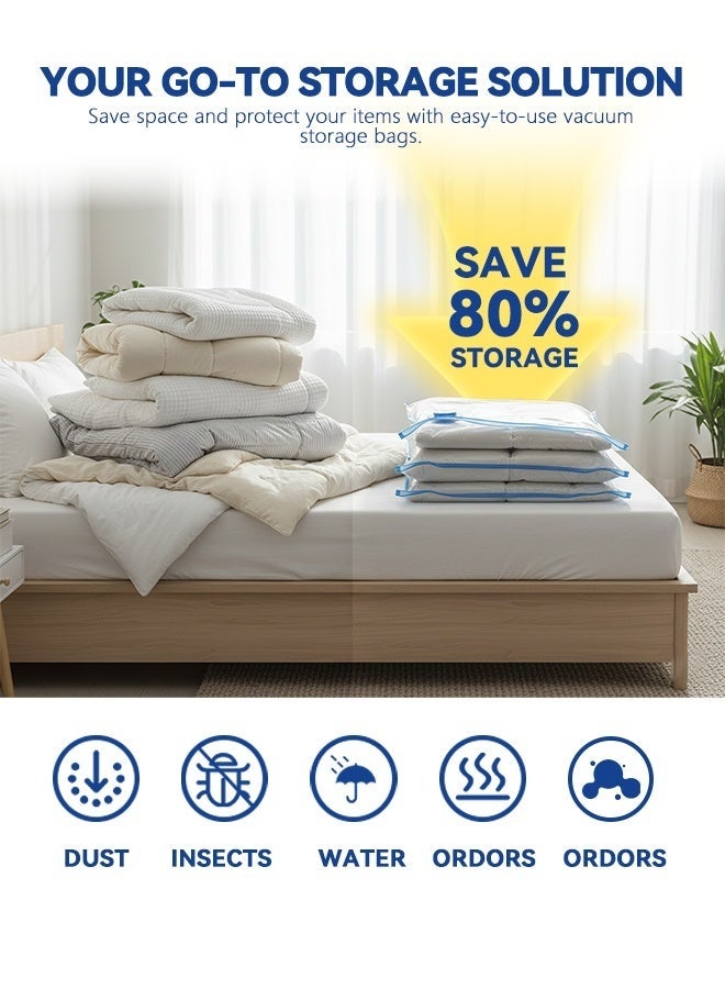 7-Piece Vacuum Storage Bags 60x80cm,Reusable Compression Space Saving Bags ,Foldable, Durable and Space Saver , with Free Hand Pump for Packing Clothes andBedding for Travel - Image 2