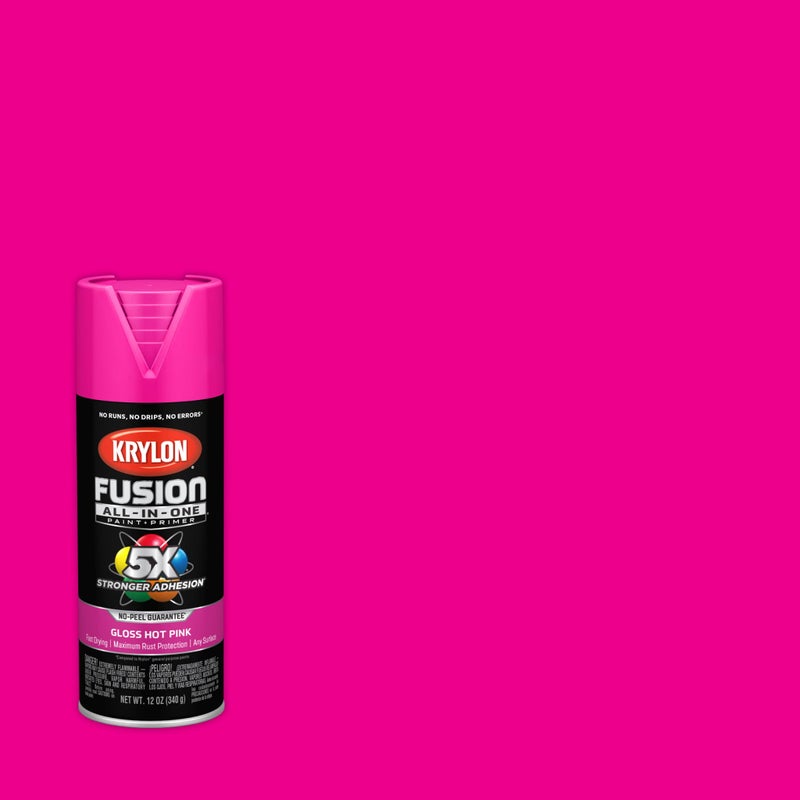 KRYLON رذاذ طلاء لاصق كرايلون فيوجن لجميع الاستخدامات للاستخدام الداخلي/الخارجي، 12 أونصة، وردي ساخن - Image 2